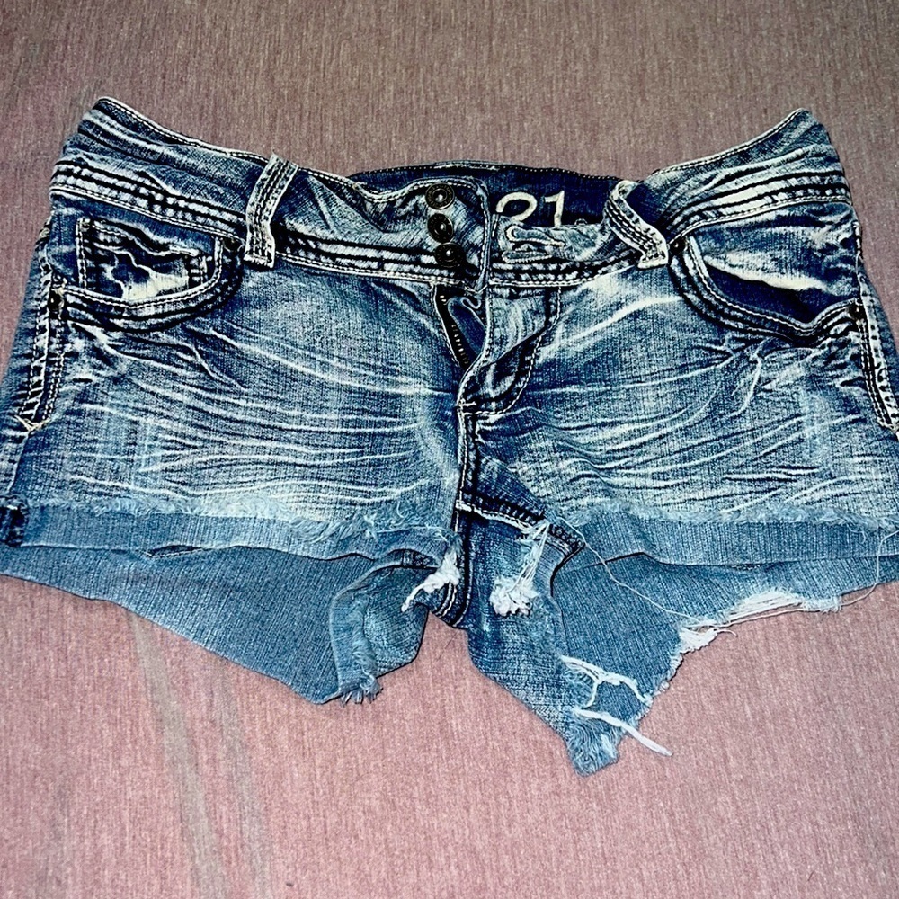 Light blue denim shorts